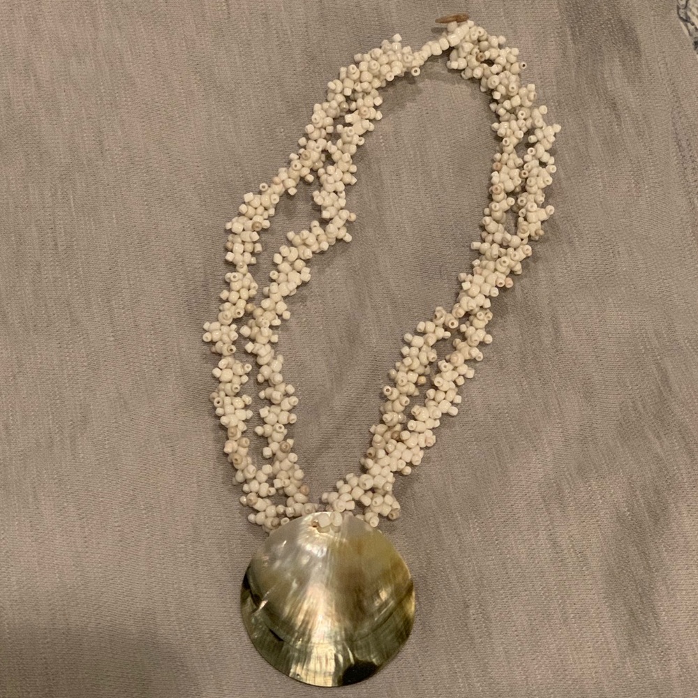 Beaded shell statement necklace
